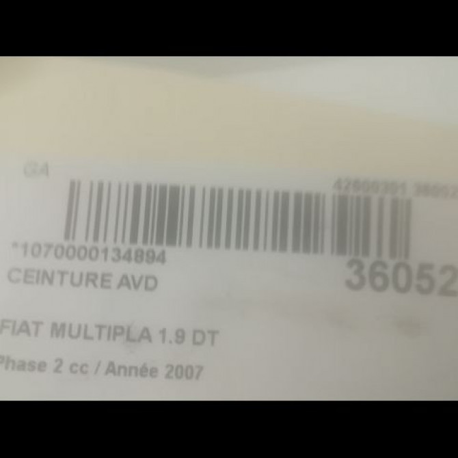 Ceinture avant droite occasion FIAT MULTIPLA Phase 2 09-2004->04-2010 1.9 DT MULTIJET 120ch 735335110 4