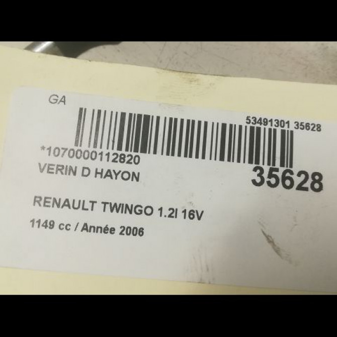 Verin droit hayon occasion RENAULT TWINGO I Phase 3 08-2000->06-2007 1.2i 2