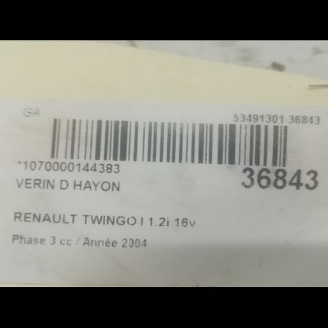 Verin droit hayon occasion RENAULT TWINGO I Phase 3 08-2000->06-2007 1.2i 16v 2