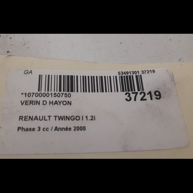 Verin droit hayon occasion RENAULT TWINGO I Phase 3 08-2000->06-2007 1.2i 2