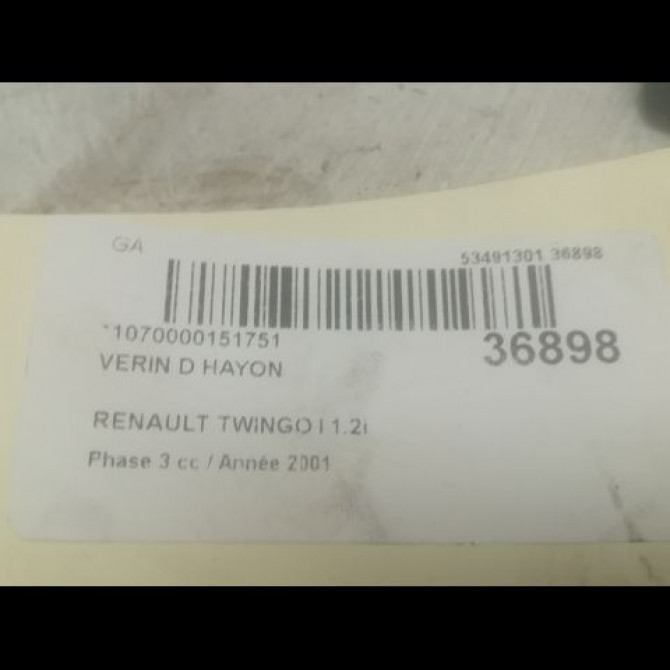 Verin droit hayon occasion RENAULT TWINGO I Phase 3 08-2000->06-2007 1.2i 2