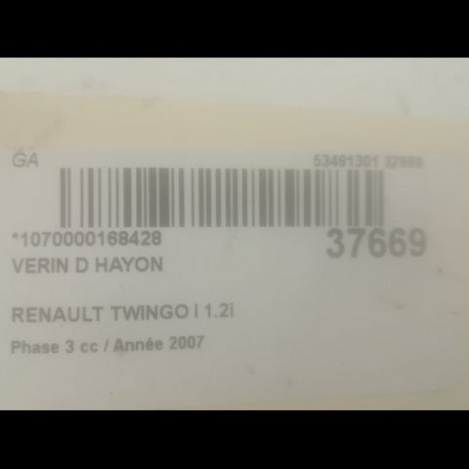 Verin droit hayon occasion RENAULT TWINGO I Phase 3 08-2000->06-2007 1.2i 2