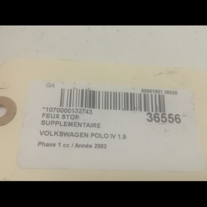 Feux stop supplementaire occasion VOLKSWAGEN POLO IV Phase 1 01-2002->05-2005 1.9 SDI 6Q6945097 3