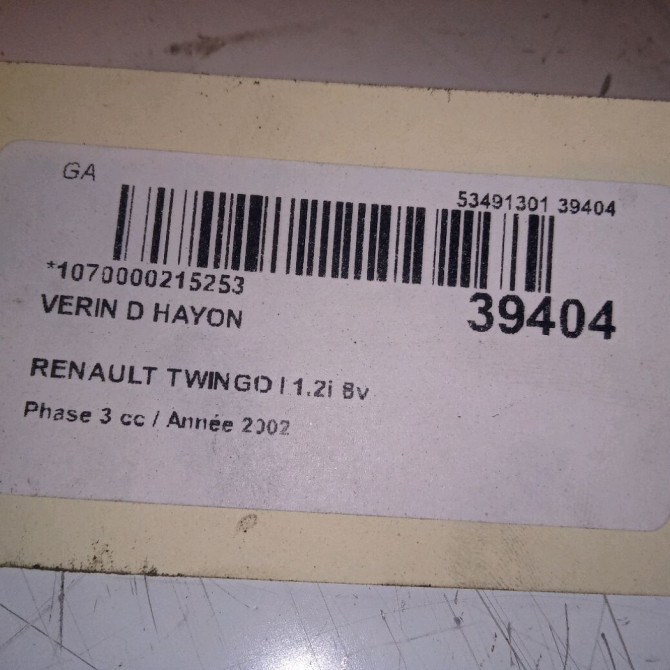 Verin droit hayon occasion RENAULT TWINGO I Phase 3 08-2000->06-2007 1.2i 8v 60ch 3