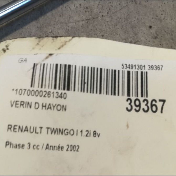 Verin droit hayon occasion RENAULT TWINGO I Phase 3 08-2000->06-2007 1.2i 8v 60ch 2