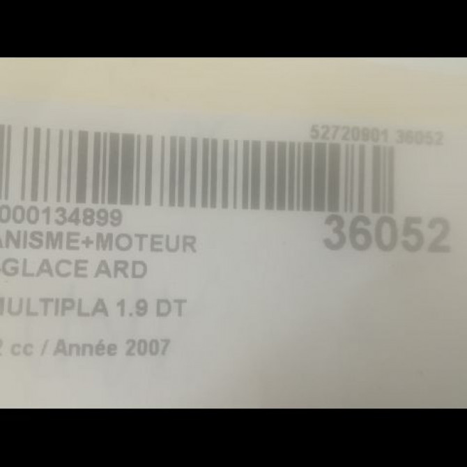 Mecanisme+moteur leve-glace ard occasion FIAT MULTIPLA Phase 2 09-2004->04-2010 1.9 DT MULTIJET 120ch 46513600 3