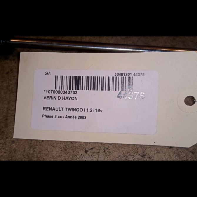 Verin droit hayon occasion RENAULT TWINGO I Phase 3 08-2000->06-2007 1.2i 16v 2