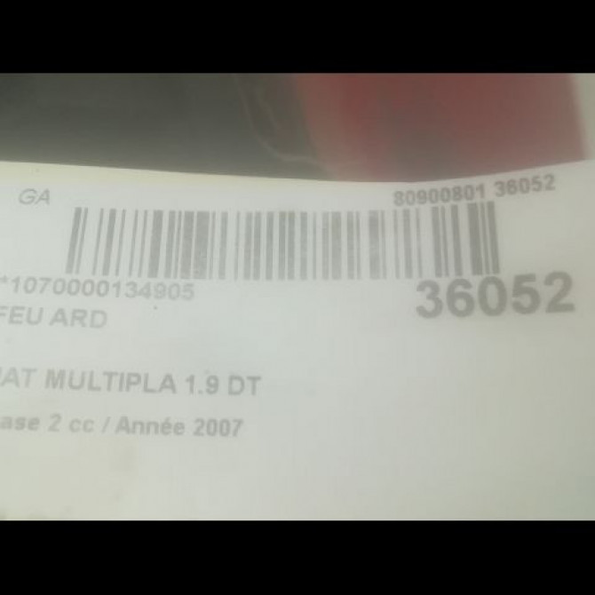 Feu arrière droit occasion FIAT MULTIPLA Phase 2 09-2004->04-2010 1.9 DT MULTIJET 120ch 51720552 3