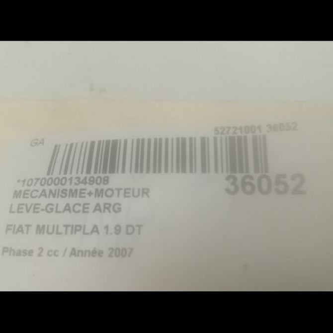 Mecanisme+moteur leve-glace arg occasion FIAT MULTIPLA Phase 2 09-2004->04-2010 1.9 DT MULTIJET 120ch 46510763 3