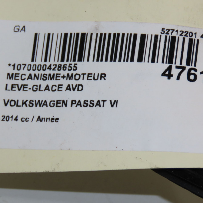 Mecanisme + moteur lève-glace avant droit occasion VOLKSWAGEN PASSAT VI Phase 1 CC 11-2011->12-2017 3C8837462M 5