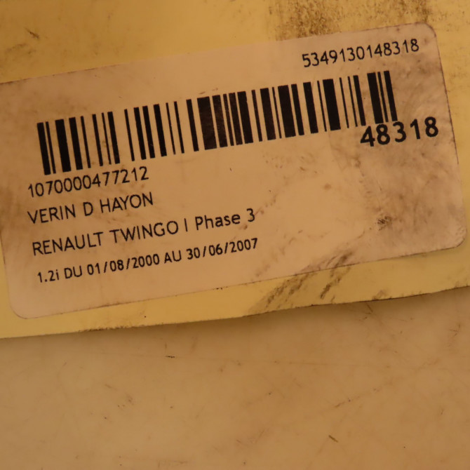 Verin droit hayon occasion RENAULT TWINGO I Phase 3 08-2000->06-2007 1.2i 3