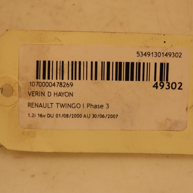 Verin droit hayon occasion RENAULT TWINGO I Phase 3 08-2000->06-2007 1.2i 16v 3