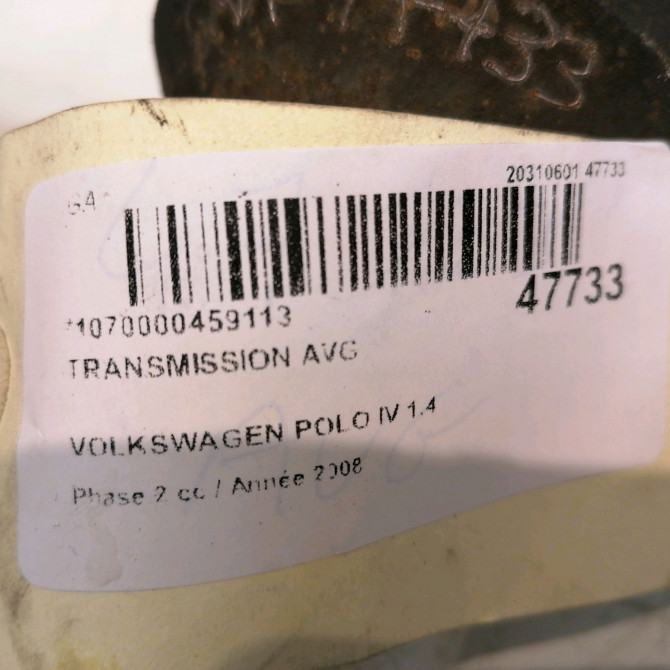 Transmission avant gauche occasion VOLKSWAGEN POLO IV Phase 2 05-2005->09-2009 1.4 TDI 70ch 6Q0407271DJ 6