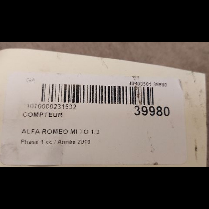 Compteur occasion ALFA ROMEO MI.TO MI.TO Phase 1 2008-09-01->2016-12-31 1.3 JTDM 95ch 3