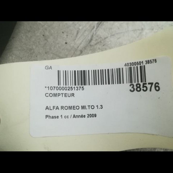 Compteur occasion ALFA ROMEO MI.TO MI.TO Phase 1 2008-09-01->2016-12-31 1.3 JTDM 85ch 3