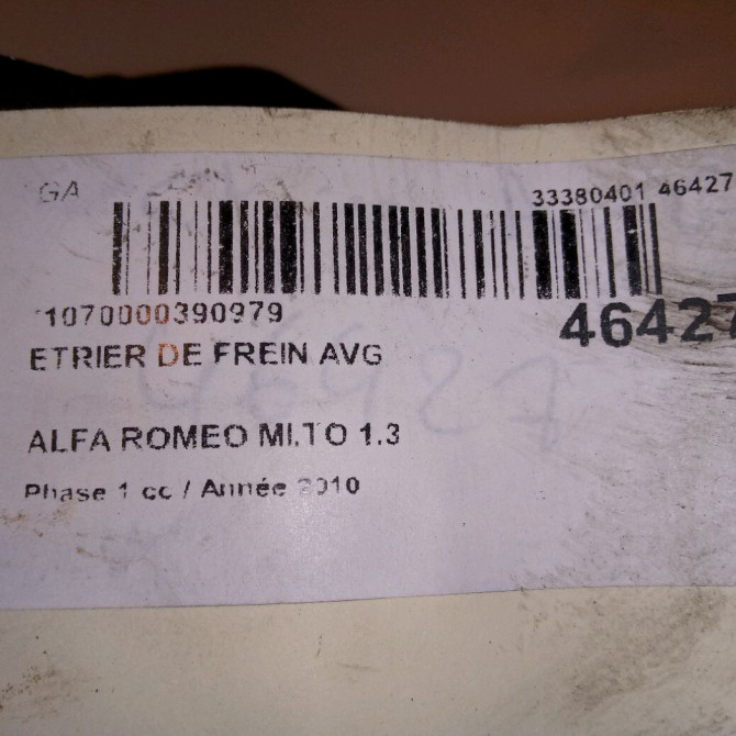 Etrier de frein avant gauche occasion ALFA ROMEO MI.TO MI.TO Phase 1 2008-09-01->2016-12-31 1.3 JTDM 95ch 77364654 4