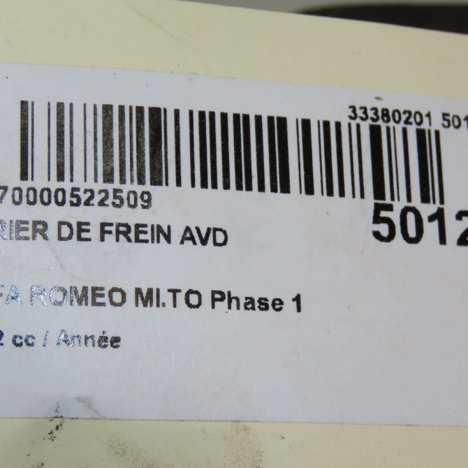 Etrier de frein avant droit occasion ALFA ROMEO MI.TO MI.TO Phase 1 2008-09-01->2016-12-31 77365848 5