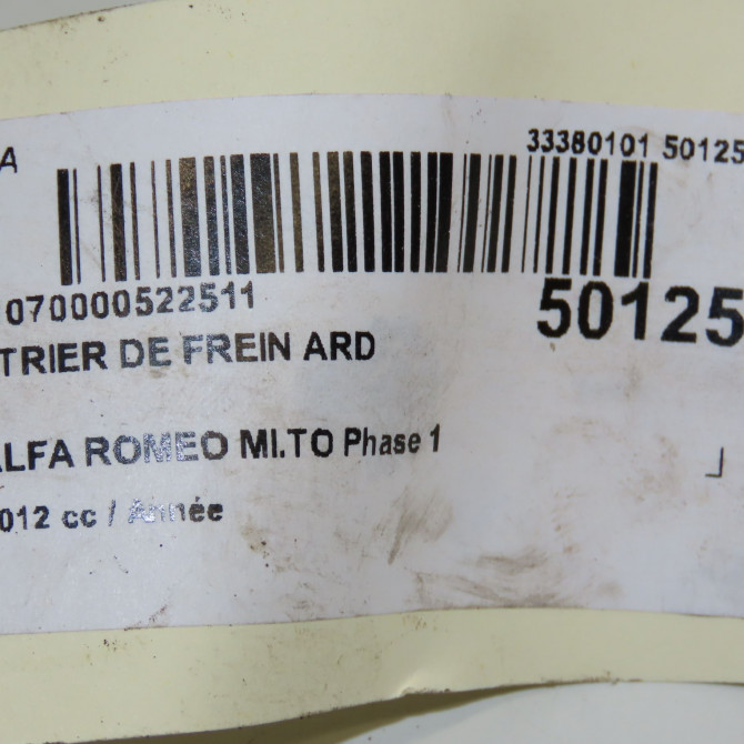 Etrier de frein arrière droit occasion ALFA ROMEO MI.TO MI.TO Phase 1 2008-09-01->2016-12-31 77365741 5