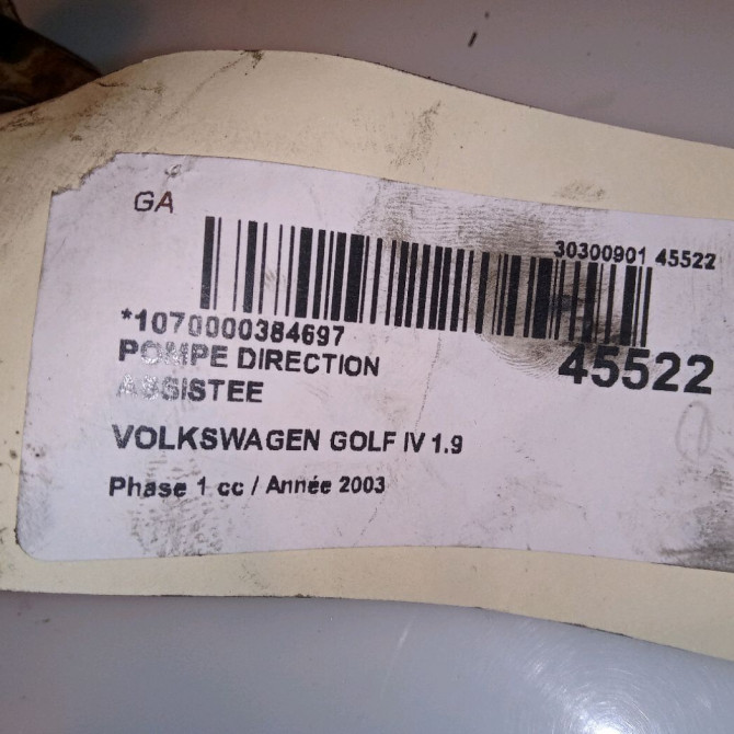 Pompe direction assistee occasion VOLKSWAGEN GOLF IV GOLF IV Phase 1 1998-01-01->2005-06-30 1.9 TDI 130ch 1J0422152A 5