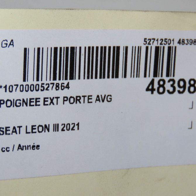 Poignee ext porte avg occasion SEAT LEON III 5FB837205GRU 5