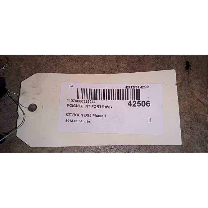 Poignee int porte avg occasion CITROEN DS5 Phase 1 06-2011->... 96732136VV 3