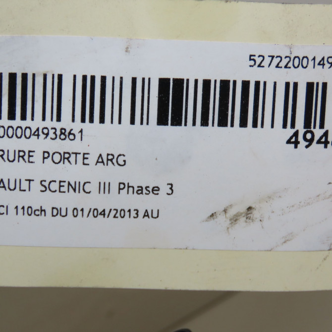 Serrure porte arg occasion RENAULT SCENIC III Phase 3 04-2013->... 1.5 DCI 110ch 825030004R 4