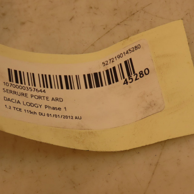 Serrure porte ard occasion DACIA LODGY Phase 1 01-2012->... 1.2 TCE 115ch 825020953R 3