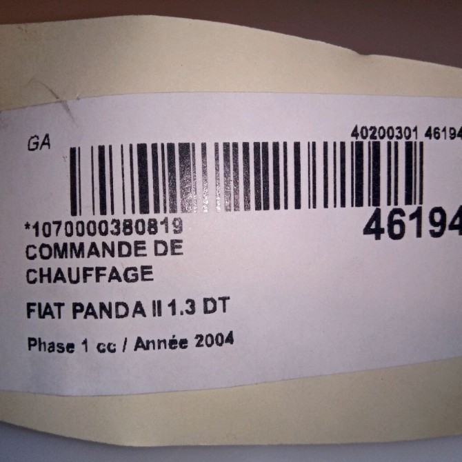 Commande de chauffage occasion FIAT PANDA II Phase 1 09-2003->12-2012 1.3 DT MULTIJET 16v 70ch 77362520 4