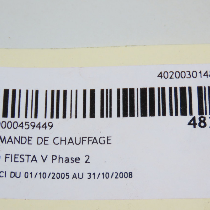 Commande de chauffage occasion FORD FIESTA V Phase 2 10-2005->10-2008 1.4 TDCI 1436158 5