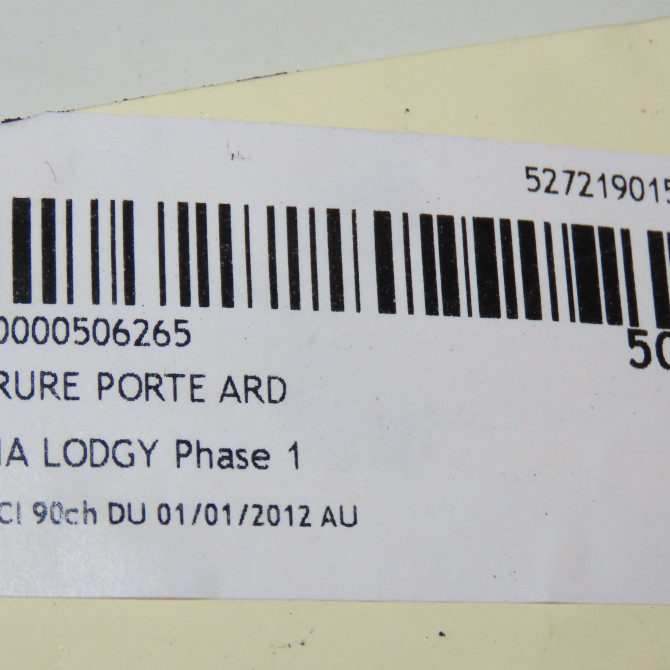 Serrure porte ard occasion DACIA LODGY Phase 1 01-2012->... 1.5 DCI 90ch 825020953R 5