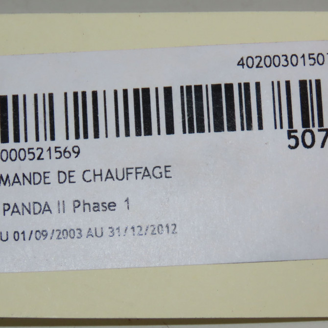 Commande de chauffage occasion FIAT PANDA II Phase 1 09-2003->12-2012 1.1i 77362520 5