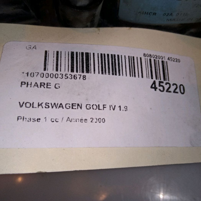 Phare gauche occasion VOLKSWAGEN GOLF IV GOLF IV Phase 1 1998-01-01->2005-06-30 1.9 TDI 90ch 1J1941017F 4