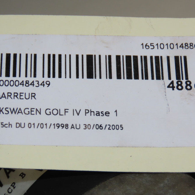 Démarreur occasion VOLKSWAGEN GOLF IV GOLF IV Phase 1 1998-01-01->2005-06-30 1.4i 75ch 20911023SX 6