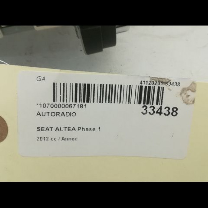 Autoradio occasion SEAT ALTEA Phase 2 XL 08-2010->11-2012 2.0 TDI 140ch 5P0035186B 3