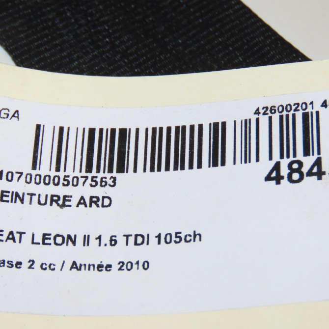 Ceinture arrière droite occasion SEAT LEON II Phase 2 05-2009->09-2012 1.6 TDI 105ch 1P0857806CRAA 4
