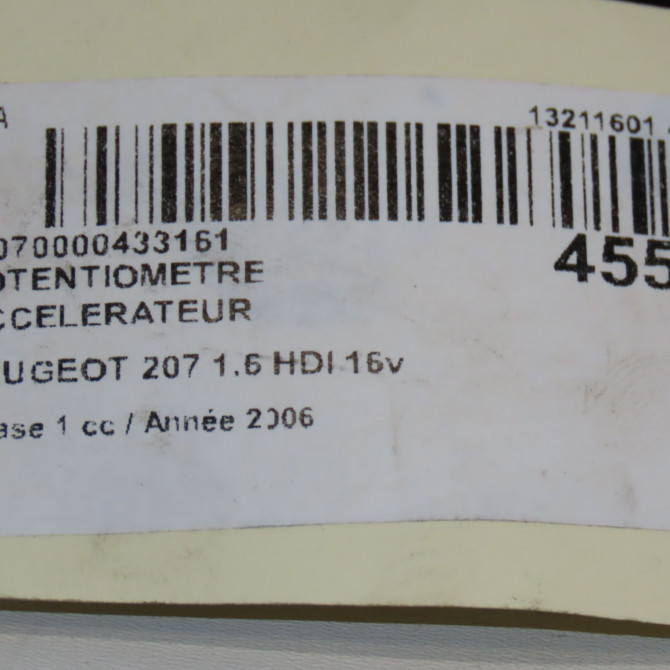 Potentiometre accelerateur occasion PEUGEOT 207 Phase 1 04-2006->06-2013 1.6 HDI 16v 90ch 6