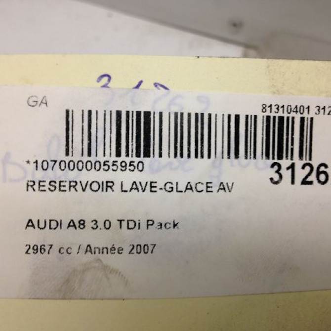 Reservoir lave-glace avant occasion AUDI A8 I Phase 1 09-1994->02-1999 4E0955453J 3