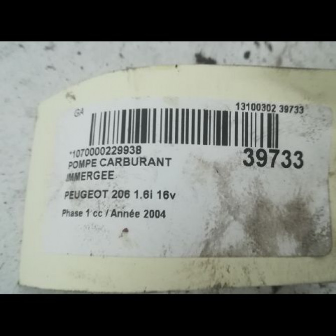 Pompe à carburant immergée occasion PEUGEOT 206 Phase 1 09-1998->03-2009 1.6i 16v 1525Y1 4