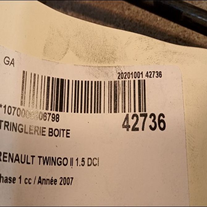 Tringlerie boite occasion RENAULT TWINGO II Phase 1 06-2007->11-2011 1.5 DCI 65ch 3