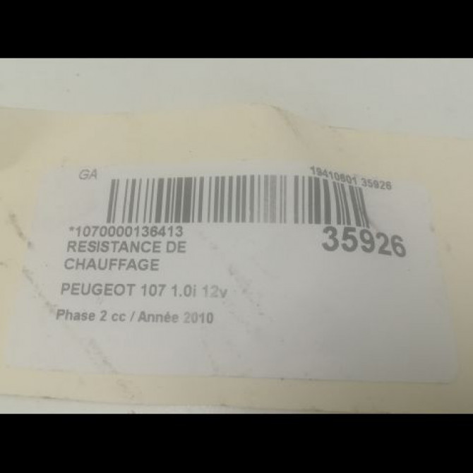 Resistance de chauffage occasion PEUGEOT 107 Phase 2 01-2009->01-2012 1.0i 12v 6445ZA 3