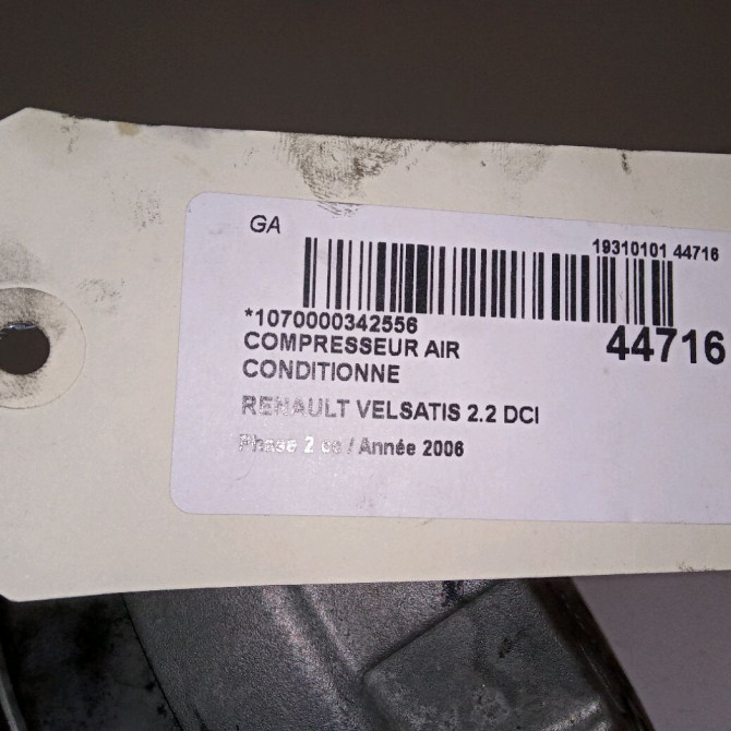 Compresseur air conditionne occasion RENAULT VELSATIS Phase 2 04-2005->12-2009 2.2 DCI 150ch 8200678509 7