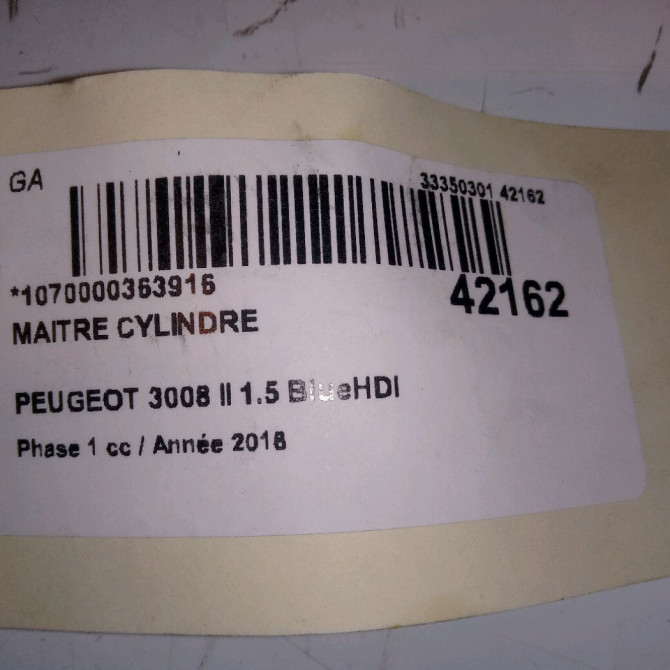 Maitre cylindre occasion PEUGEOT 3008 II Phase 1 04-1995->04-1999 1.5 BlueHDI 130ch 4