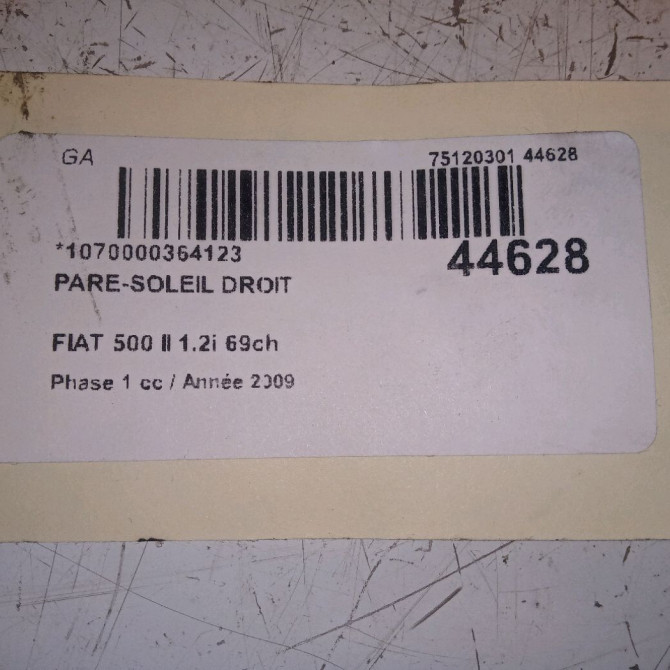 Pare-soleil droit occasion FIAT 500 II 500 II Phase 1 2007-07-01->2016-03-31 1.2i 69ch 735755398 4