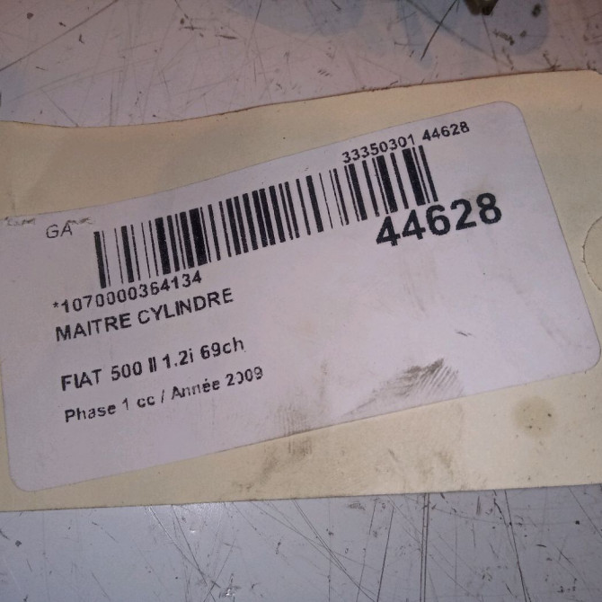 Maitre cylindre occasion FIAT 500 II 500 II Phase 1 2007-07-01->2016-03-31 1.2i 69ch 77364659 4