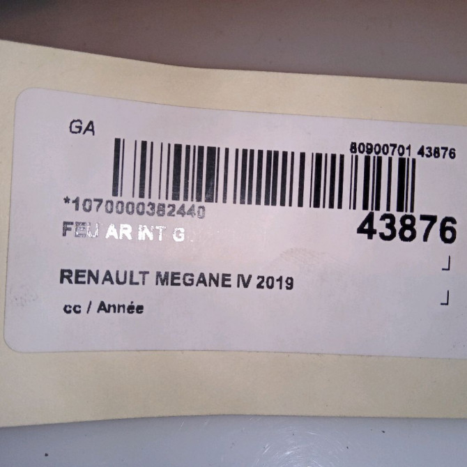 Feu arrière interieur gauche occasion RENAULT MEGANE IV Phase 1 12-2015->... 1.5 DCi 115ch 265550248R 4