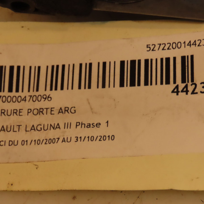 Serrure porte arg occasion RENAULT LAGUNA III Phase 1 10-2007->10-2010 1.5 DCI 825010002R 4