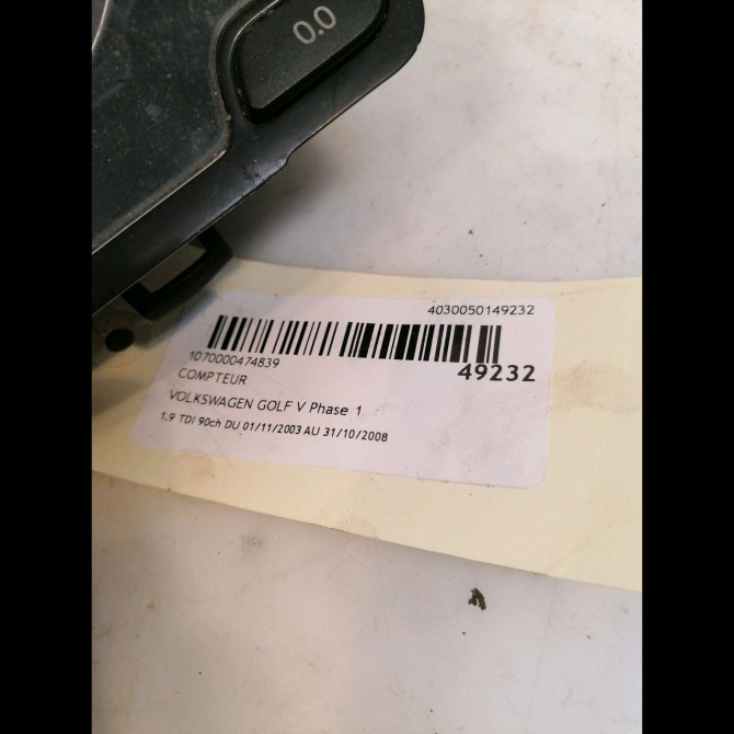 Compteur occasion VOLKSWAGEN GOLF V Phase 1 11-2003->10-2008 1.9 TDI 90ch 1K0920864BZ02 3