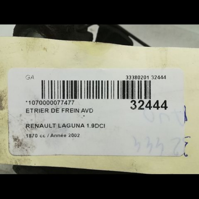 Etrier de frein avant droit occasion RENAULT LAGUNA II Phase 1 11-2000->03-2005 1.9 DCI 120ch 7701049104 3
