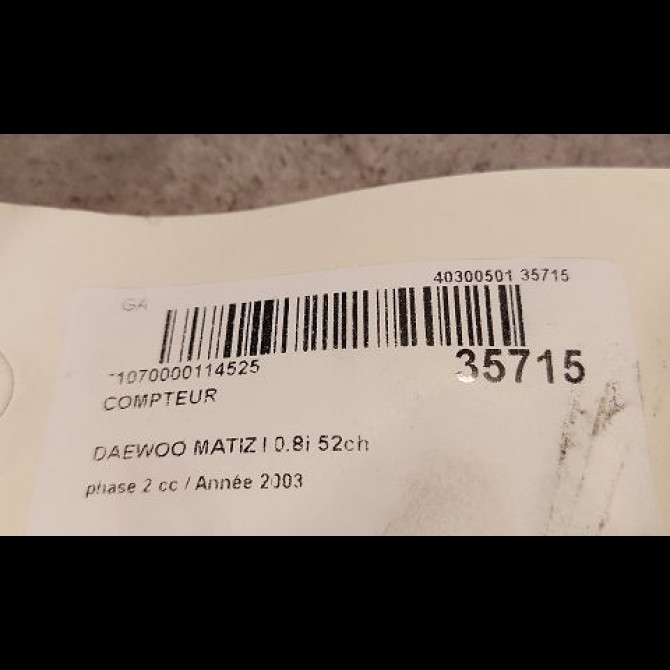 Compteur occasion DAEWOO MATIZ I phase 2 01-2001->12-2004 0.8i 52ch 96566387 3