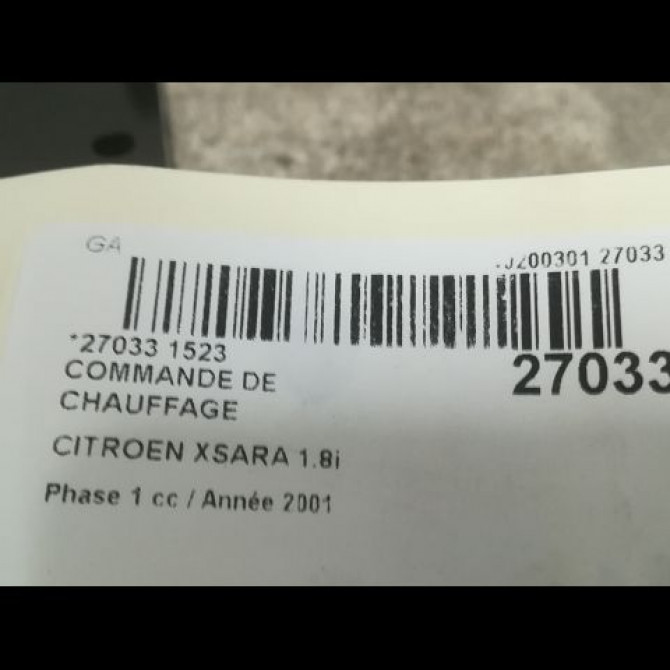 Commande de chauffage occasion CITROEN XSARA Phase 1 02-1998->09-2000 1.8i 00006451HP 3